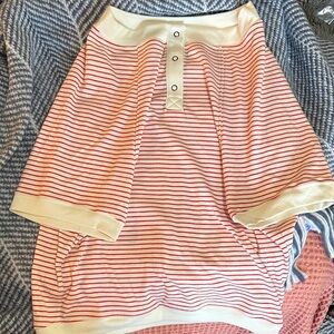 American Eagle Outfitters Red and White Striped Dog Shirt